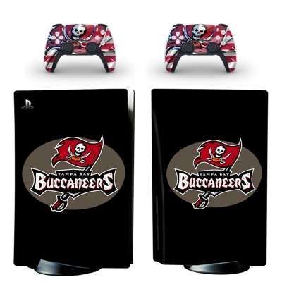 Tampa Bay Buccaneers decal skin for PS5 Disc Edition Console and two Controllers