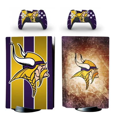 Minnesota Vikings decal skin for PS5 Disc Edition Console and two Controllers