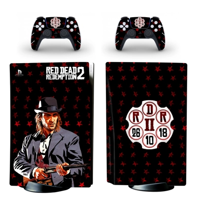 Red Dead Redemption 2 decal skin for PS5 Disc Edition Console and two Controllers