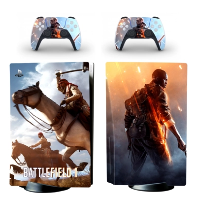 Battlefield 5 decal skin for PS5 Disc Edition Console and two Controllers