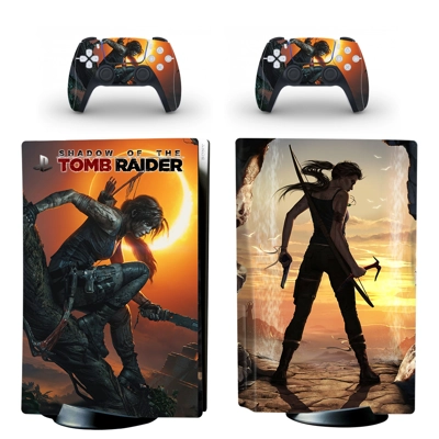 Tomb Raider decal skin for PS5 Disc Edition Console and two Controllers