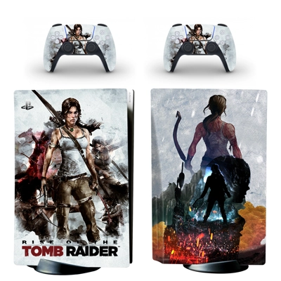 Tomb Raider decal skin for PS5 Disc Edition Console and two Controllers