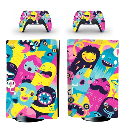 Graffiti decal skin for PS5 Disc Edition Console and two Controllers