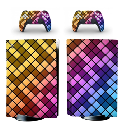 Geometric shapes decal skin for PS5 Disc Edition Console and two Controllers