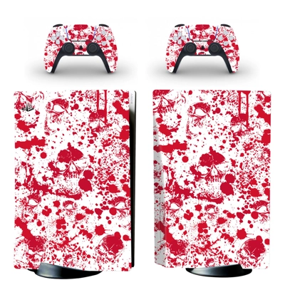 Blood texture decal skin for PS5 Disc Edition Console and two Controllers