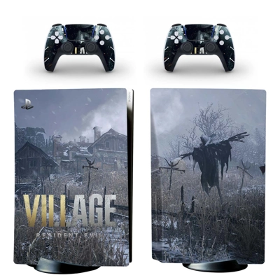 Resident Evil Village decal skin for PS5 Disc Edition Console and two Controllers