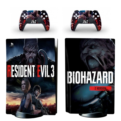 Resident Evil 3 decal skin for PS5 Disc Edition Console and two Controllers