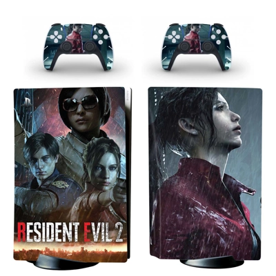 Resident Evil 2 decal skin for PS5 Disc Edition Console and two Controllers