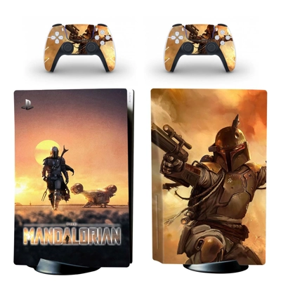The Mandalorian decal skin for PS5 Disc Edition Console and two Controllers