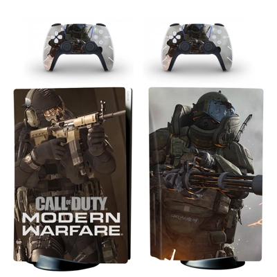 COD Modern Warfare decal skin for PS5 Disc Edition Console and two Controllers