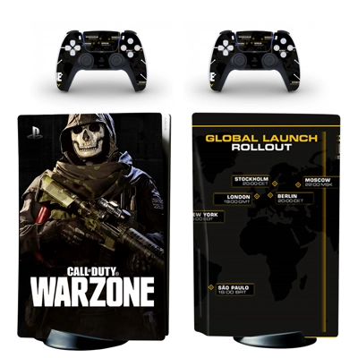 COD Warzone decal skin for PS5 Disc Edition Console and two Controllers