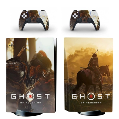 Ghost of Tsushima decal skin for PS5 Disc Edition Console and two Controllers