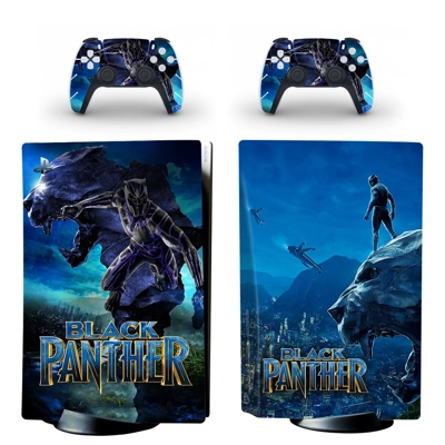 Black panther decal skin for PS5 Disc Edition Console and two Controllers