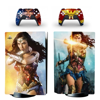 Wonder woman decal skin for PS5 Disc Edition Console and two Controllers