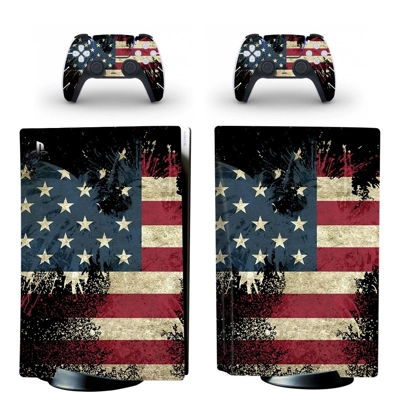 Flage of United States decal skin for PS5 Disc Edition Console and two Controllers