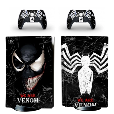 Venom decal skin for PS5 Disc Edition Console and two Controllers