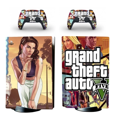 Grand Theft Auto 5 decal skin for PS5 Disc Edition Console and two Controllers