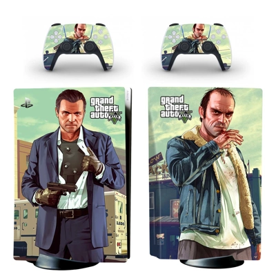 Grand Theft Auto 5 decal skin for PS5 Disc Edition Console and two Controllers