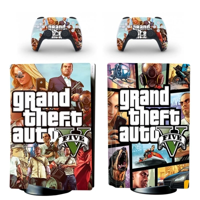 Grand Theft Auto 5 decal skin for PS5 Disc Edition Console and two Controllers