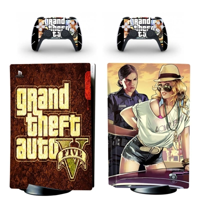 Grand Theft Auto 5 decal skin for PS5 Disc Edition Console and two Controllers