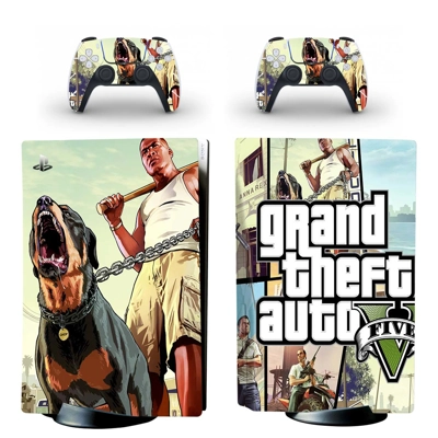 Grand Theft Auto 5 decal skin for PS5 Disc Edition Console and two Controllers