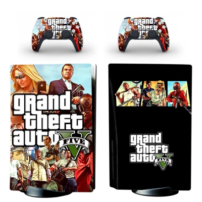 Grand Theft Auto 5 decal skin for PS5 Disc Edition Console and two Controllers