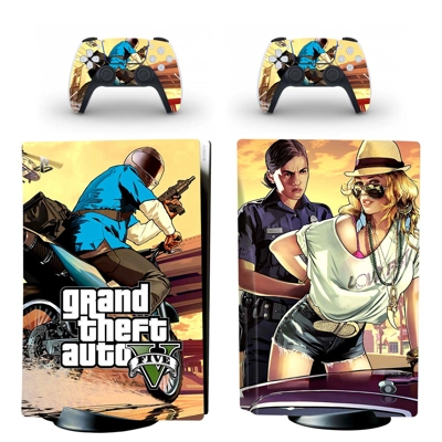 Grand Theft Auto 5 decal skin for PS5 Disc Edition Console and two Controllers