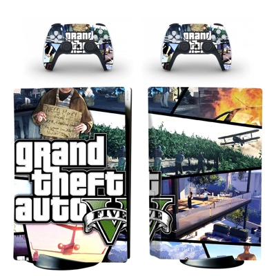 Grand Theft Auto 5 decal skin for PS5 Disc Edition Console and two Controllers