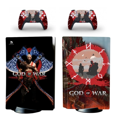God of War 4 decal skin for PS5 Disc Edition Console and two Controllers