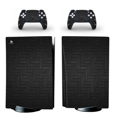 Wood grain decal skin for PS5 Disc Edition Console and two Controllers