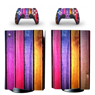 Wood grain decal skin for PS5 Disc Edition Console and two.. Wood grain decal skin for PS5 Disc Edition Console and two..