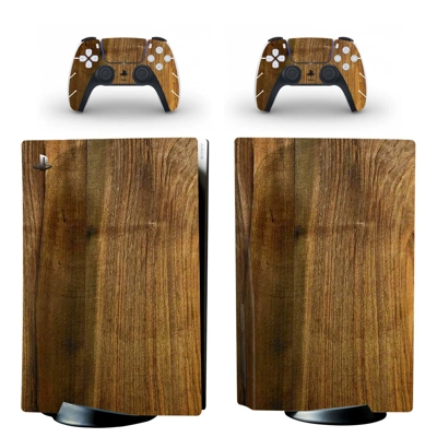 Wood grain decal skin for PS5 Disc Edition Console and two.. Wood grain decal skin for PS5 Disc Edition Console and two..
