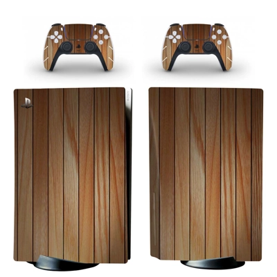 Wood grain decal skin for PS5 Disc Edition Console and two.. Wood grain decal skin for PS5 Disc Edition Console and two..