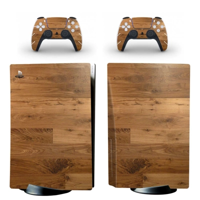 Wood grain decal skin for PS5 Disc Edition Console and two.. Wood grain decal skin for PS5 Disc Edition Console and two..
