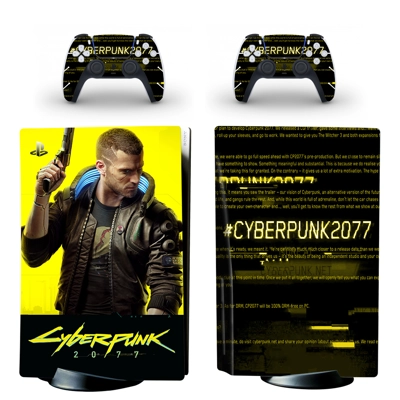 Cyberpunk 2077 decal skin for PS5 Disc Edition Console and two Controllers