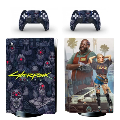 Cyberpunk 2077 decal skin for PS5 Disc Edition Console and two Controllers