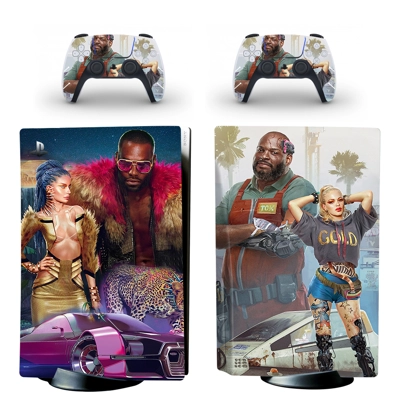 Cyberpunk 2077 decal skin for PS5 Disc Edition Console and two Controllers