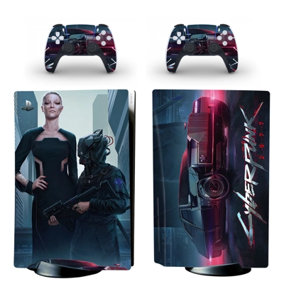 Cyberpunk 2077 decal skin for PS5 Disc Edition Console and two Controllers