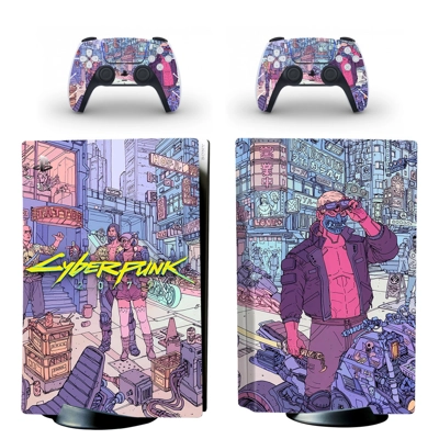 Cyberpunk 2077 decal skin for PS5 Disc Edition Console and two Controllers