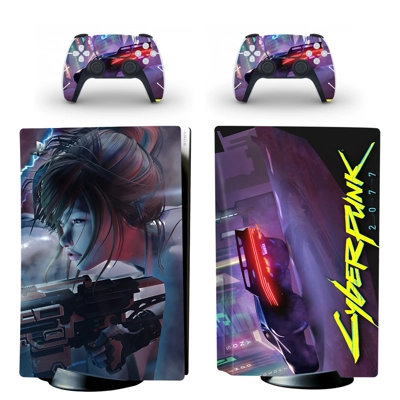 Cyberpunk 2077 decal skin for PS5 Disc Edition Console and two Controllers