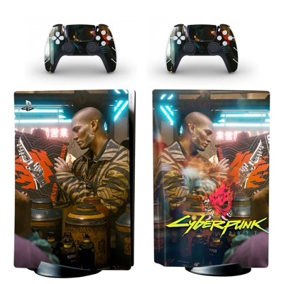 Cyberpunk 2077 decal skin for PS5 Disc Edition Console and two Controllers