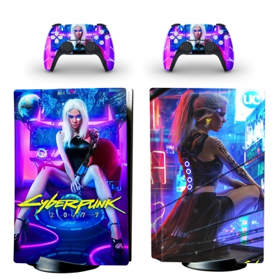 Cyberpunk 2077 decal skin for PS5 Disc Edition Console and two Controllers