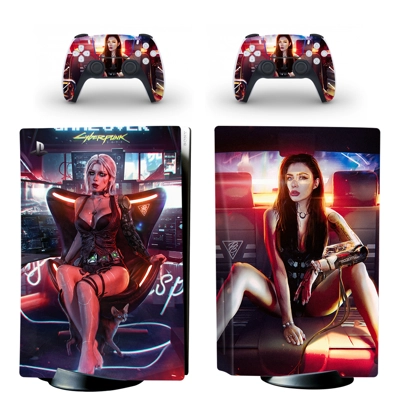 Cyberpunk 2077 decal skin for PS5 Disc Edition Console and two Controllers