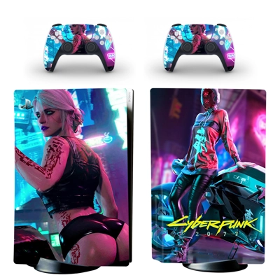 Cyberpunk 2077 decal skin for PS5 Disc Edition Console and two Controllers