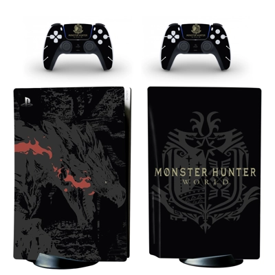 Monster Hunte World decal skin for PS5 Disc Edition Console and two Controllers