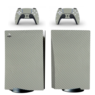 Carbon Fiber decal skin for PS5 Disc Edition Console and two Controllers