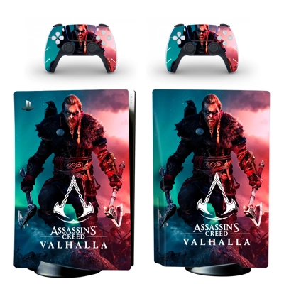 Assassin's Creed Valhalla decal skin for PS5 Disc Edition Console and two Controllers