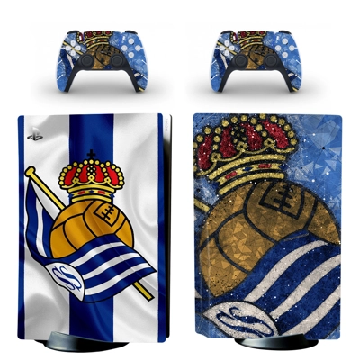 Real Sociedad FS decal skin for PS5 Disc Edition Console and two Controllers