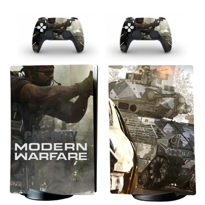 COD Modern Warfare decal skin for PS5 Disc Edition Console and two Controllers