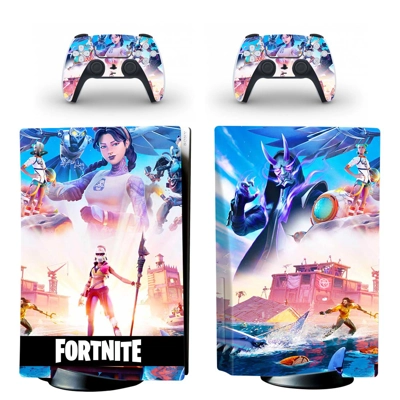 Fortnite decal skin for PS5 Disc Edition Console and two Controllers
